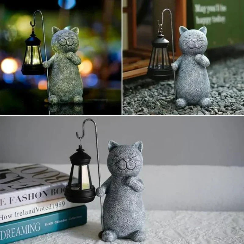 Solar Garden Light Cat Figurine Warm White LED