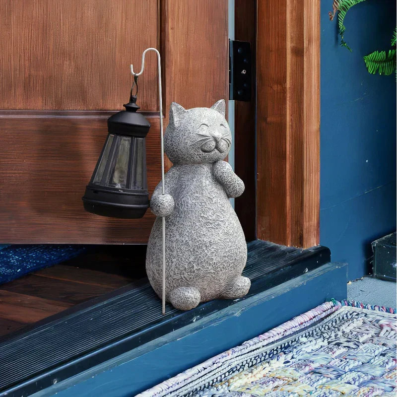 Solar Garden Light Cat Figurine Warm White LED