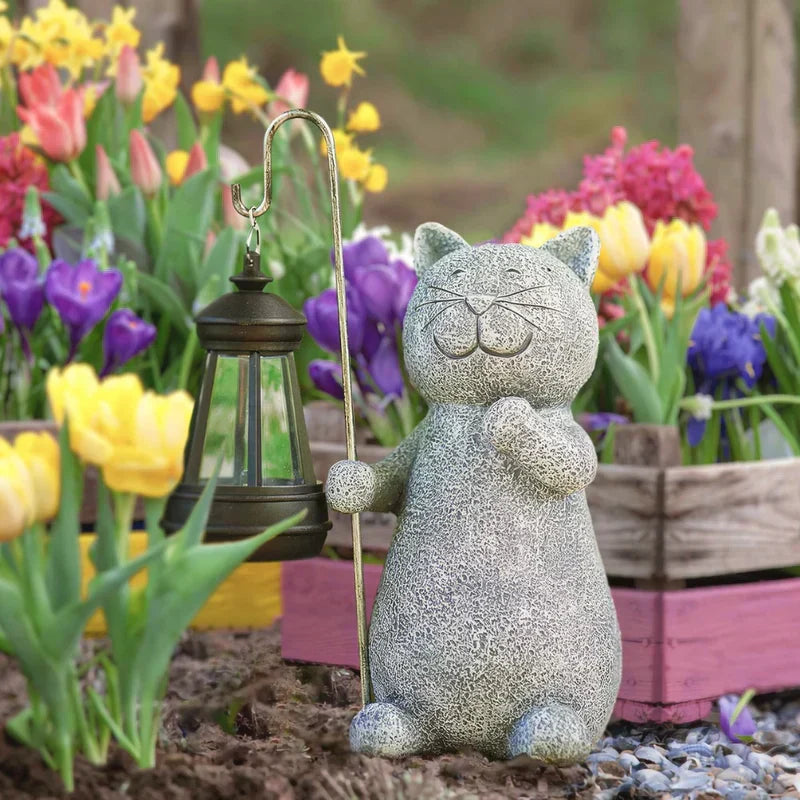 Solar Garden Light Cat Figurine Warm White LED