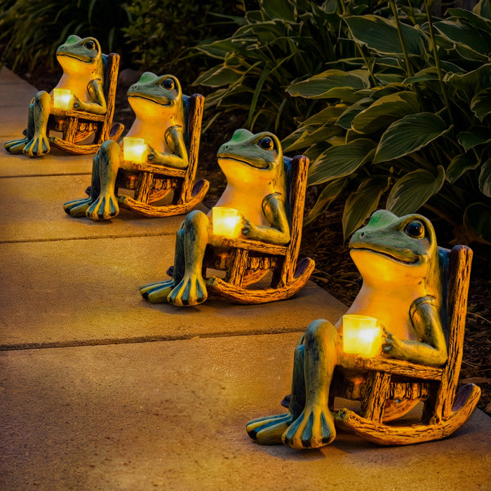 Solar Garden Light Frog Design Automatic Dusk Sensor Weather-Resistant