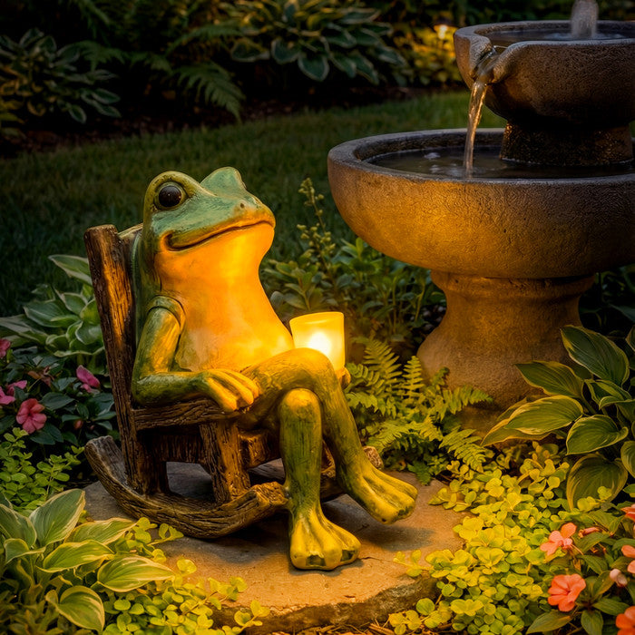 Solar Garden Light Frog Design Automatic Dusk Sensor Weather-Resistant