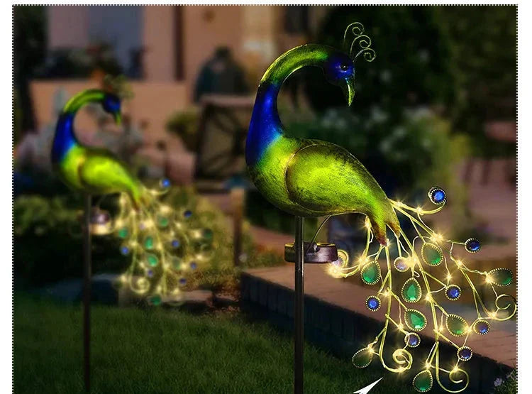 Solar Garden Light Peacock Design Reinforced Iron Dusk Sensor