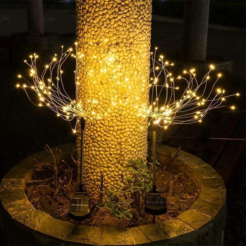 Solar Garden Lights Flexible Stainless Steel 120 LEDs Weatherproof