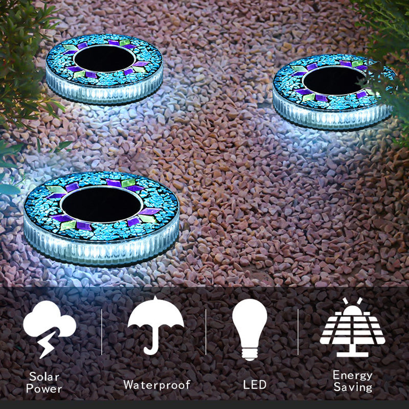 Solar Garden Lights Mosaic Glass Ground Stakes Included