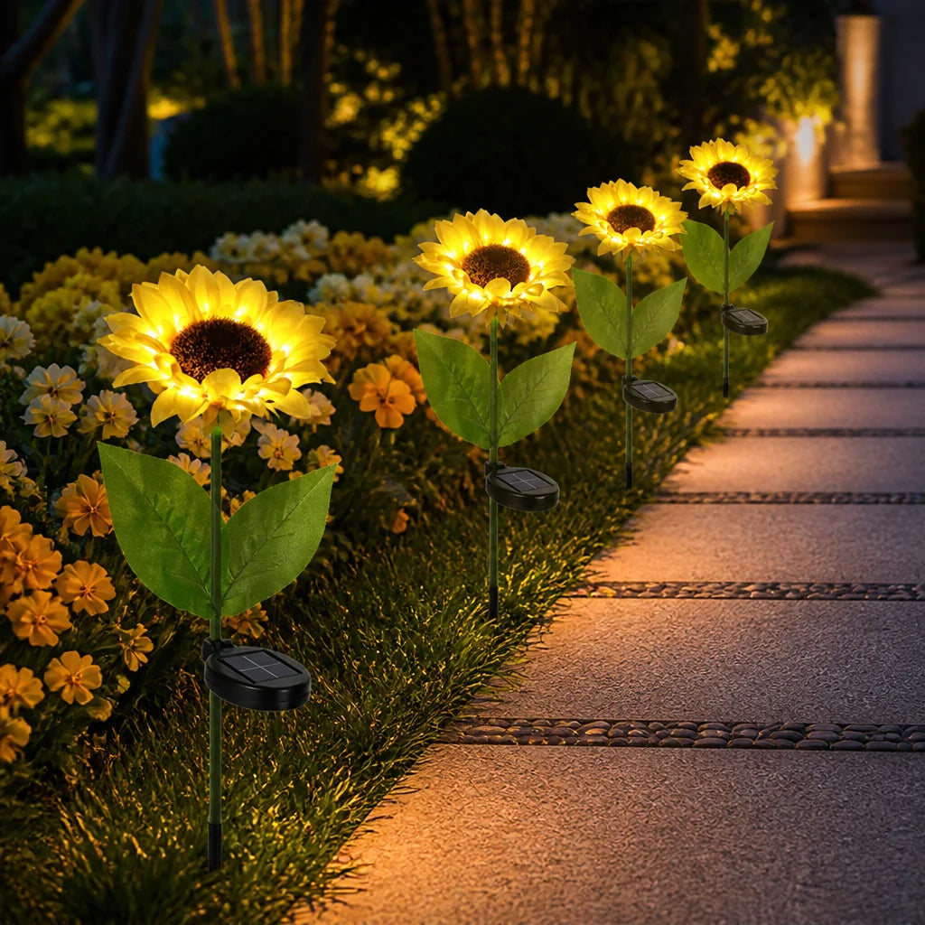 Solar Garden Stake Light Sunflower Warm White Weatherproof