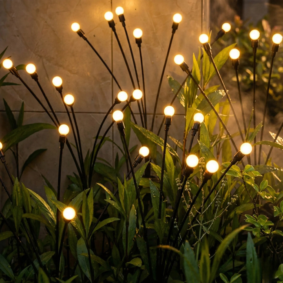 Solar Garden Stake Lights Warm White Automatic Dusk Sensor