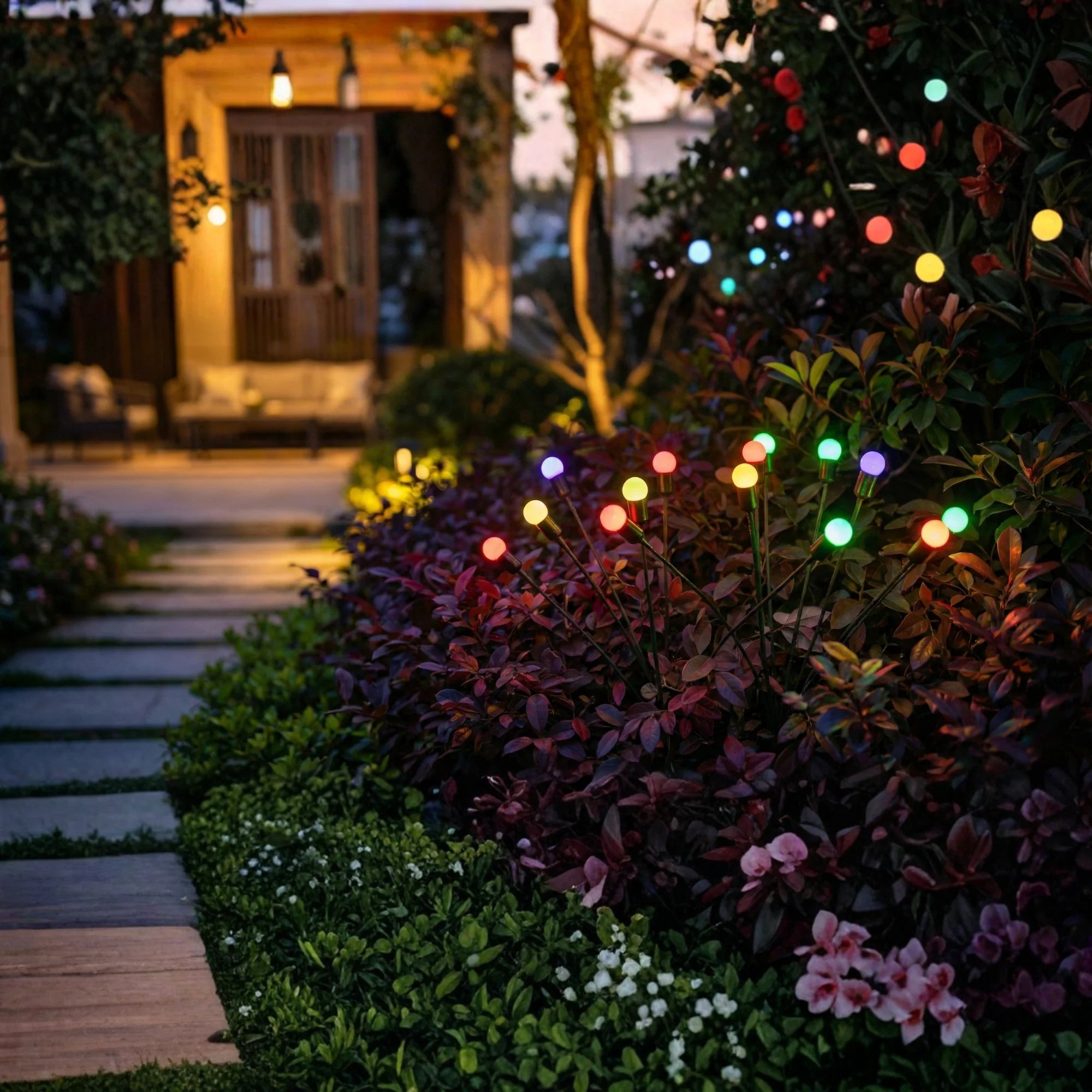 Solar Garden Stake Lights Warm White Automatic Dusk Sensor