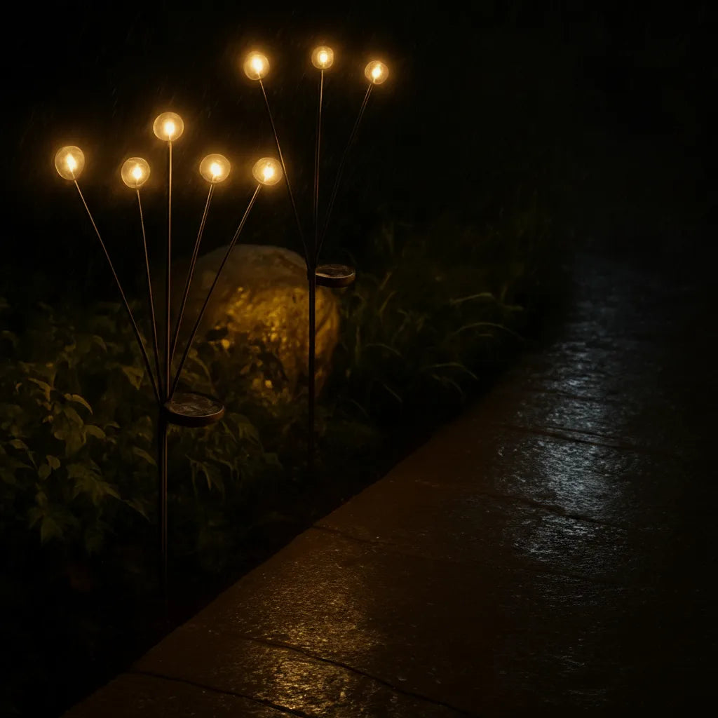 Solar Garden Stake Lights Warm White Automatic Dusk Sensor