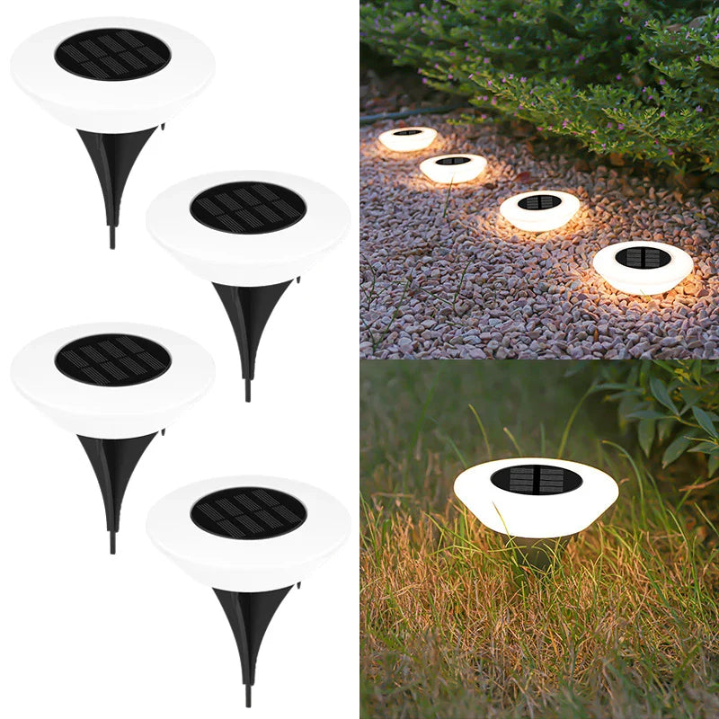 Solar Ground Lights 360° Ring Illumination Set of 4