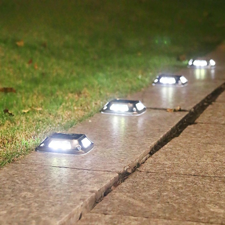 Solar Ground Lights Automatic 8-LED Warm & Cool White