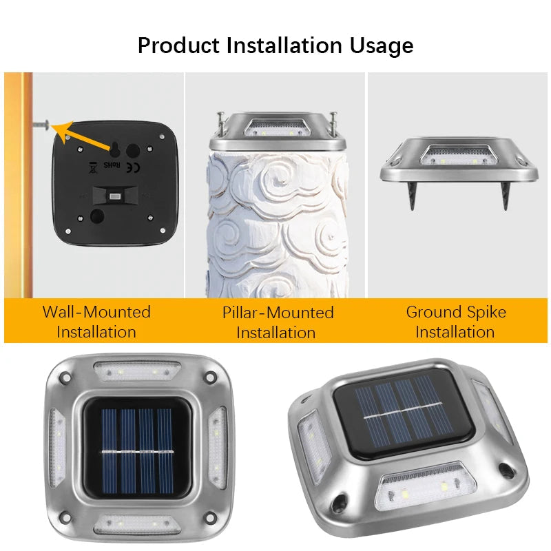 Solar Ground Lights Automatic 8-LED Warm & Cool White