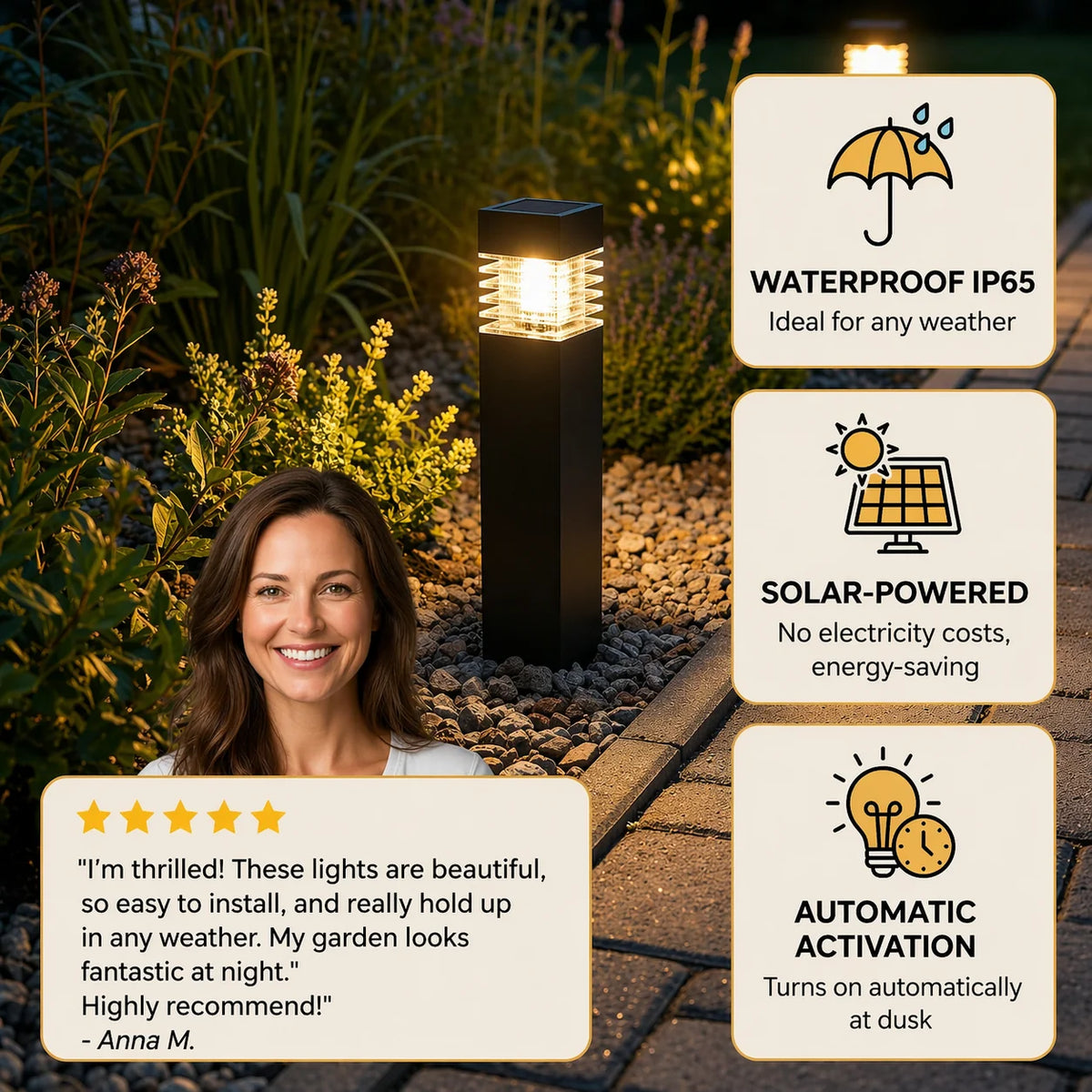 Solar Ground Lights Automatic Waterproof Tool-Free Installation