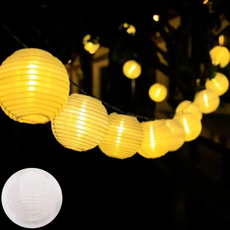 Solar Lantern String Lights Solar-Powered 8-Hour IP65 Weatherproof