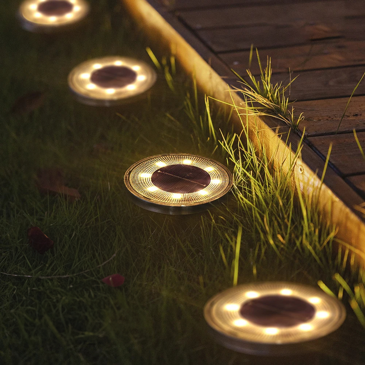 Solar Path Lights Automatic Dusk-to-Dawn Weatherproof Set of 4