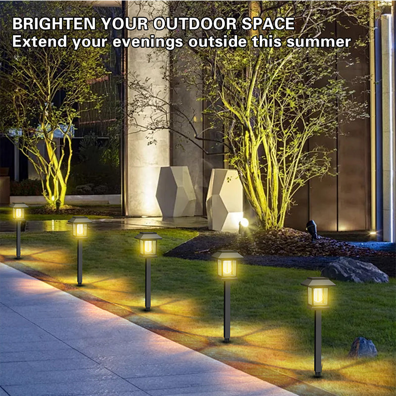 Solar Path Lights Warm White Automatic Dusk-to-Dawn Weatherproof