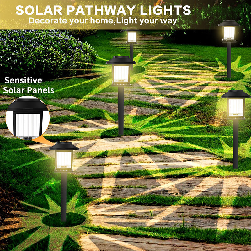 Solar Path Lights Warm White Automatic Dusk-to-Dawn Weatherproof