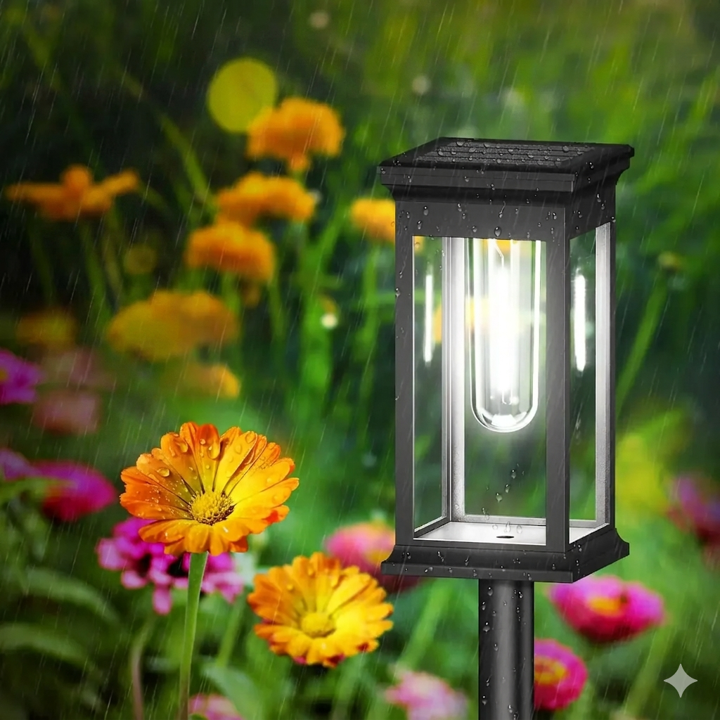 Solar Pathway Lights Lantern Design Filament-Style LED Weather-Resistant
