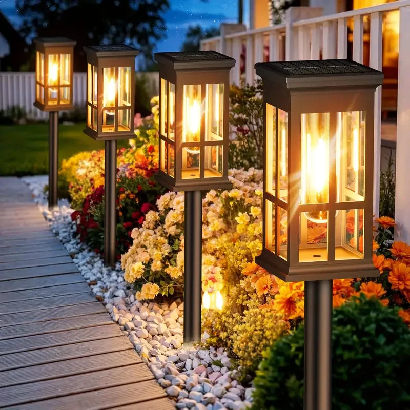 Solar Pathway Lights Lantern Filament LED Set of 2