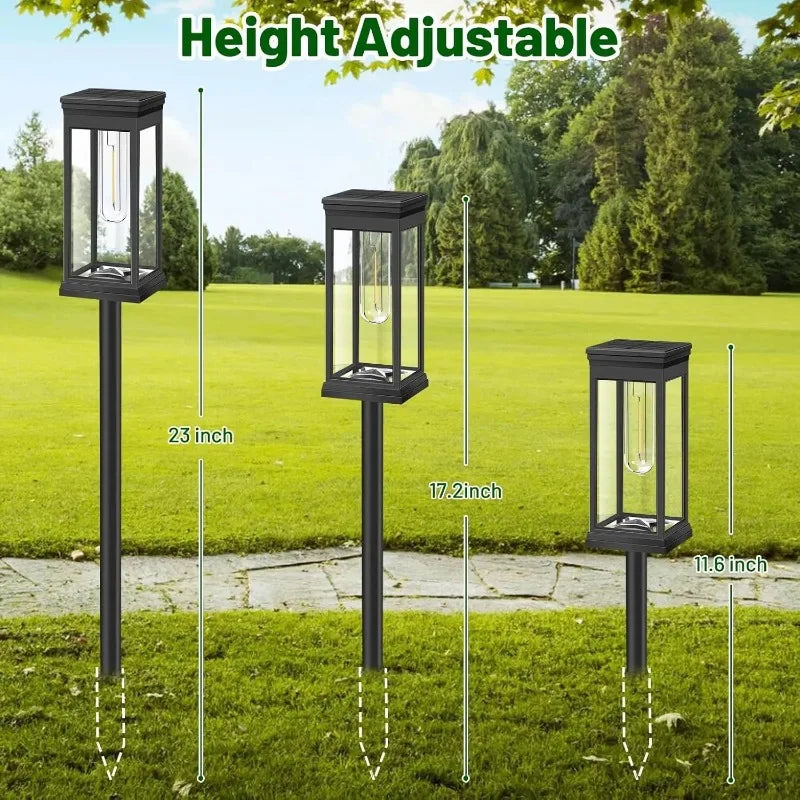Solar Pathway Lights Lantern Filament LED Set of 2