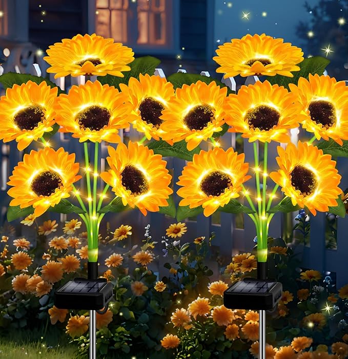 Solar Sunflower Garden Light Dusk-To-Dawn IP65