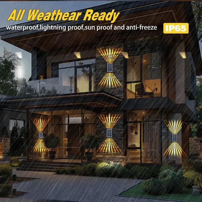 Solar Wall Light Dual-Beam Multicolor Up To 12 Hours