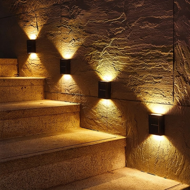 Solar Wall Lights 4-Piece Aluminum Bidirectional Warm White
