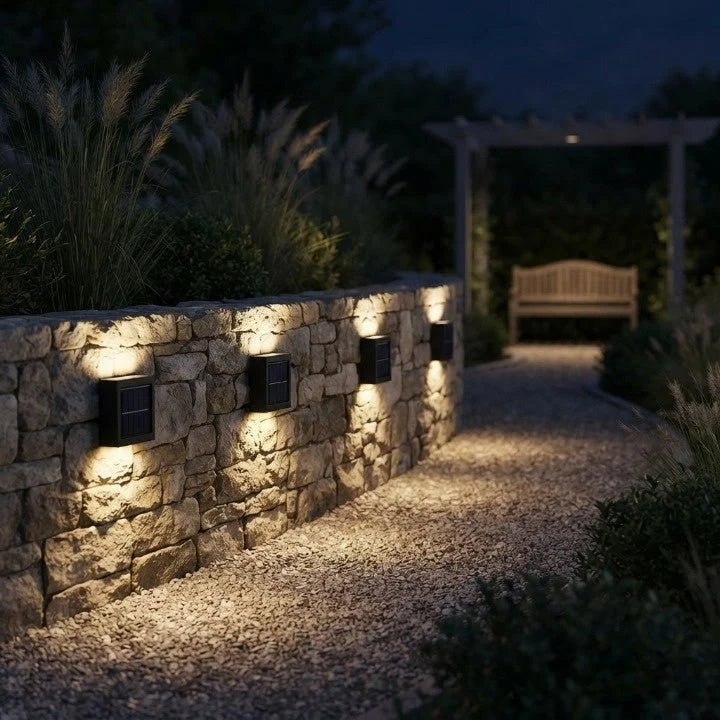 Solar Wall Lights 4-Piece Aluminum Bidirectional Warm White