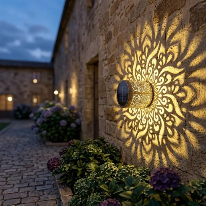 Solar Wall Lights Peony Shadow Weatherproof Set of 2