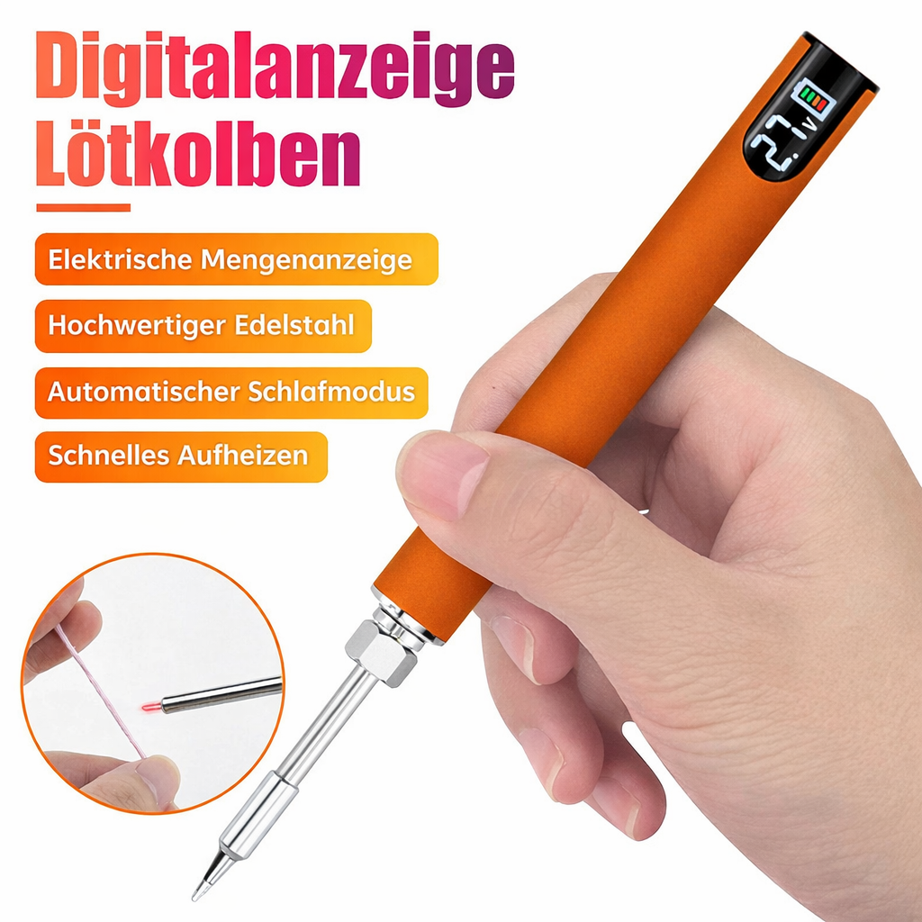 Soldering Iron USB Powered Digital Display 3 Interchangeable Tips