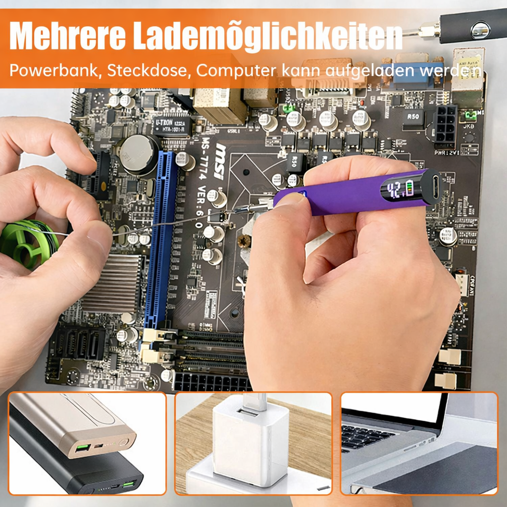 Soldering Iron USB Powered Digital Display 3 Interchangeable Tips