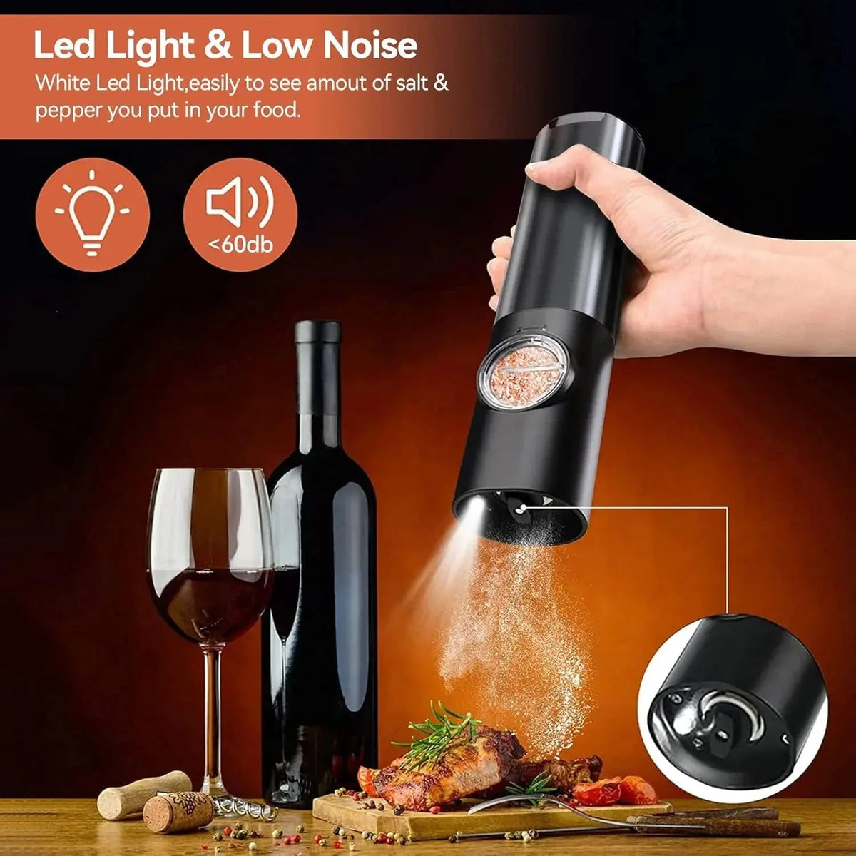 Spice Grinder Set 5-Level LED USB-C Set of 2