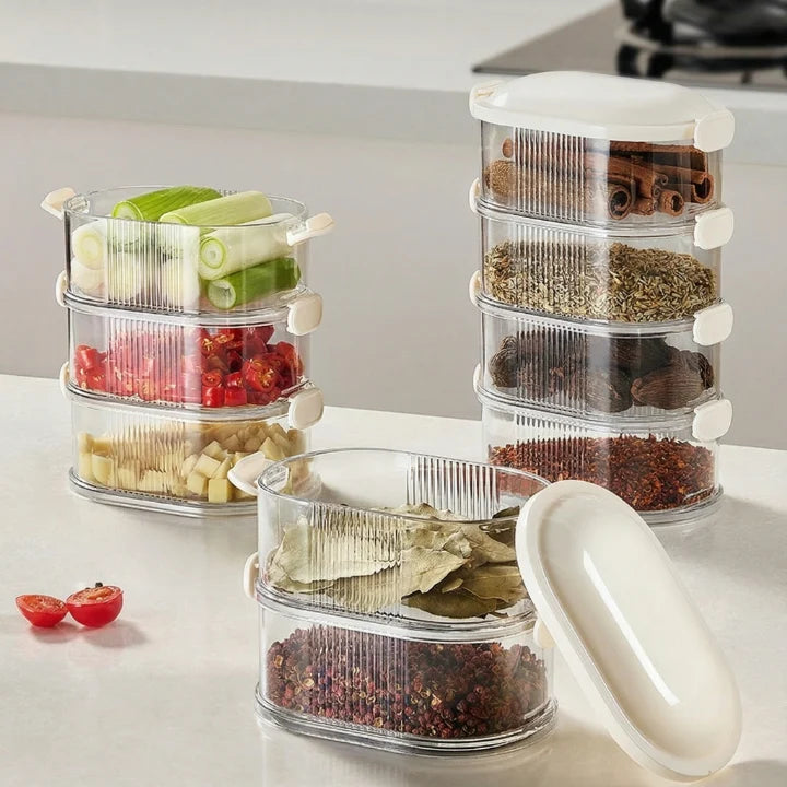 Spice Jars Stackable Transparent Side-Lock Lids