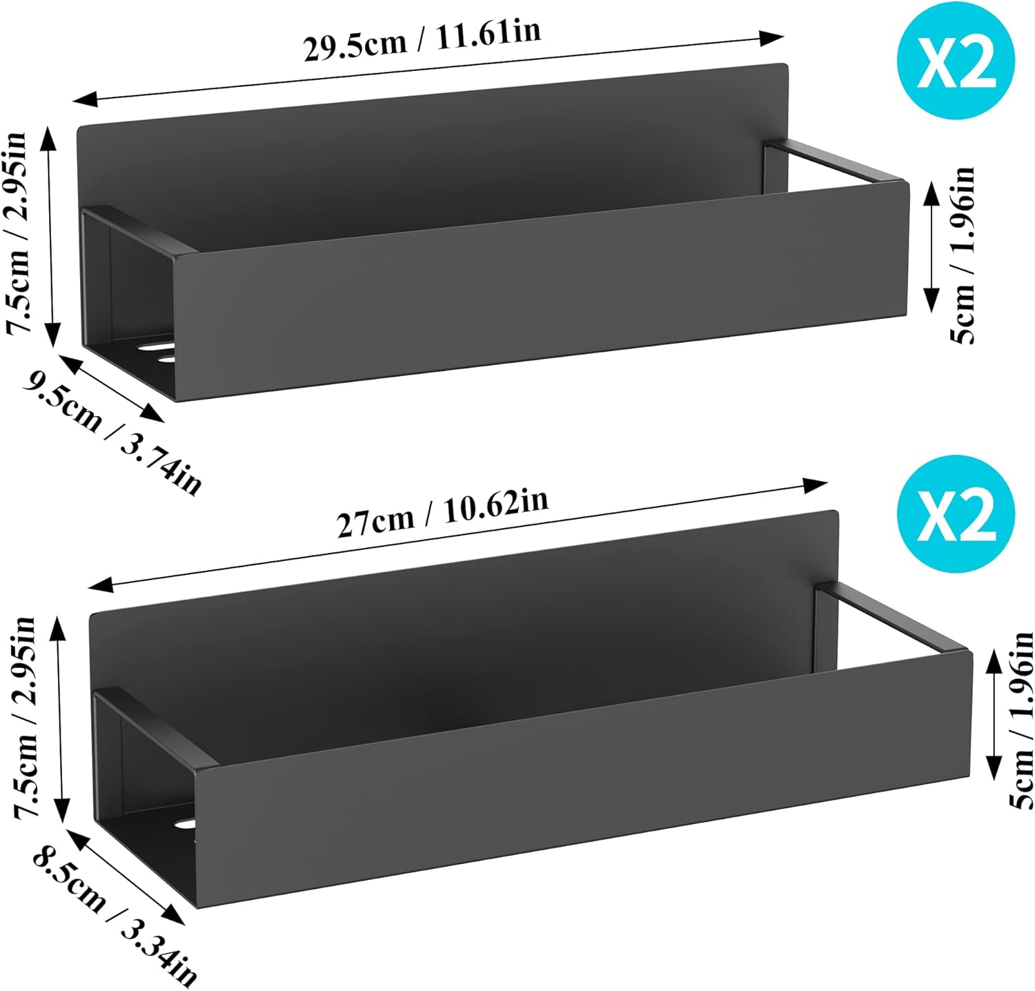 Spice Rack Set Magnetic Powder-Coated Set of 4