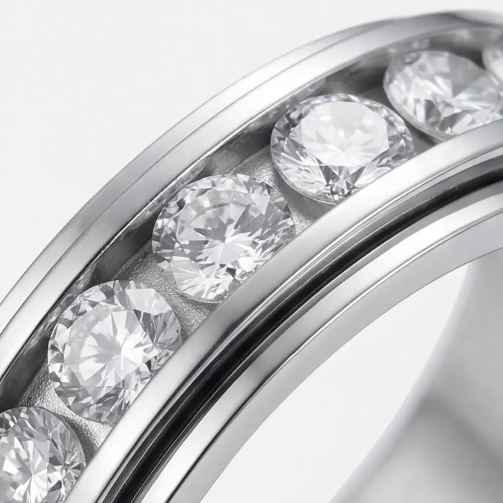 Spinner Ring Rotating Zirconia Band Hypoallergenic Titanium Steel