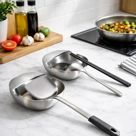 Spoon & Ladle Holder Free-Standing Stainless Steel Drip Tray