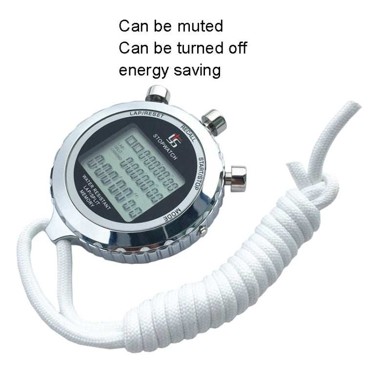 Sports Stopwatch 1/100s Precision Stainless Steel 3-Line Display