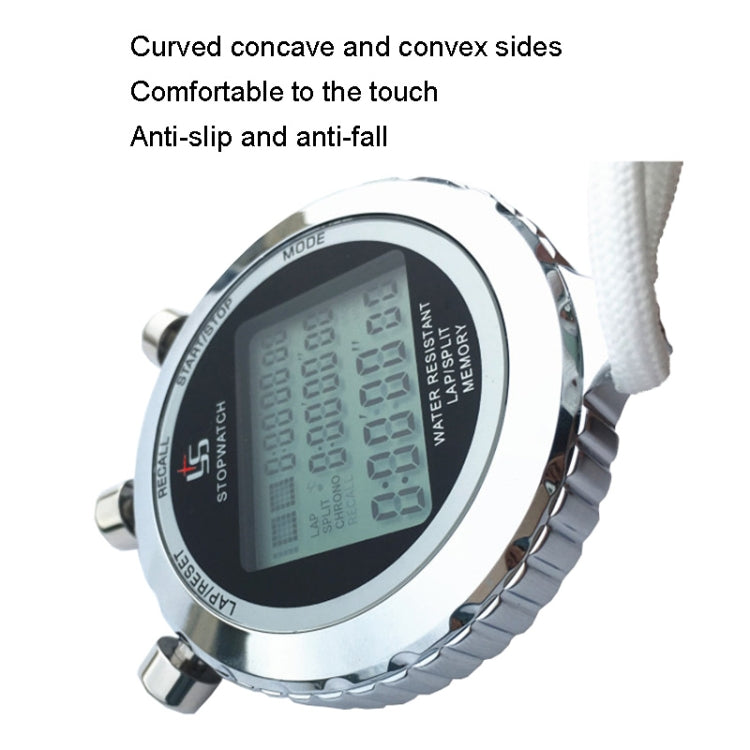 Sports Stopwatch 1/100s Precision Stainless Steel 3-Line Display