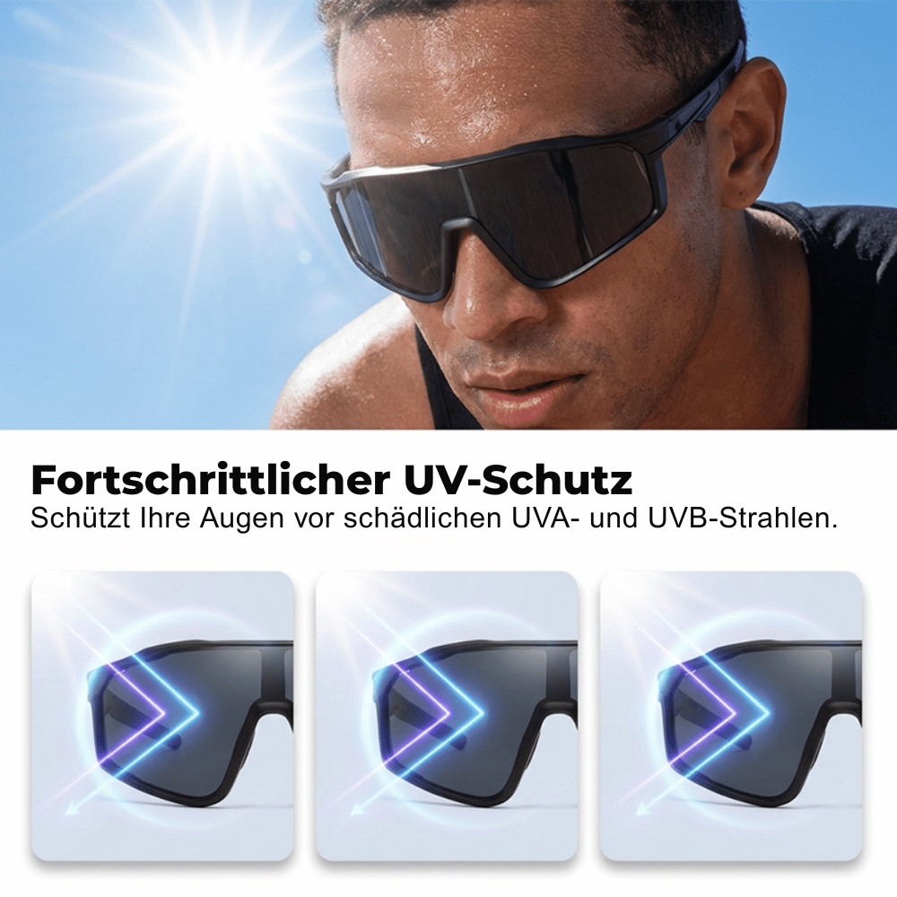 Sports Sunglasses Photochromic Lenses Rimless Wide-View Shatterproof Polycarbonate