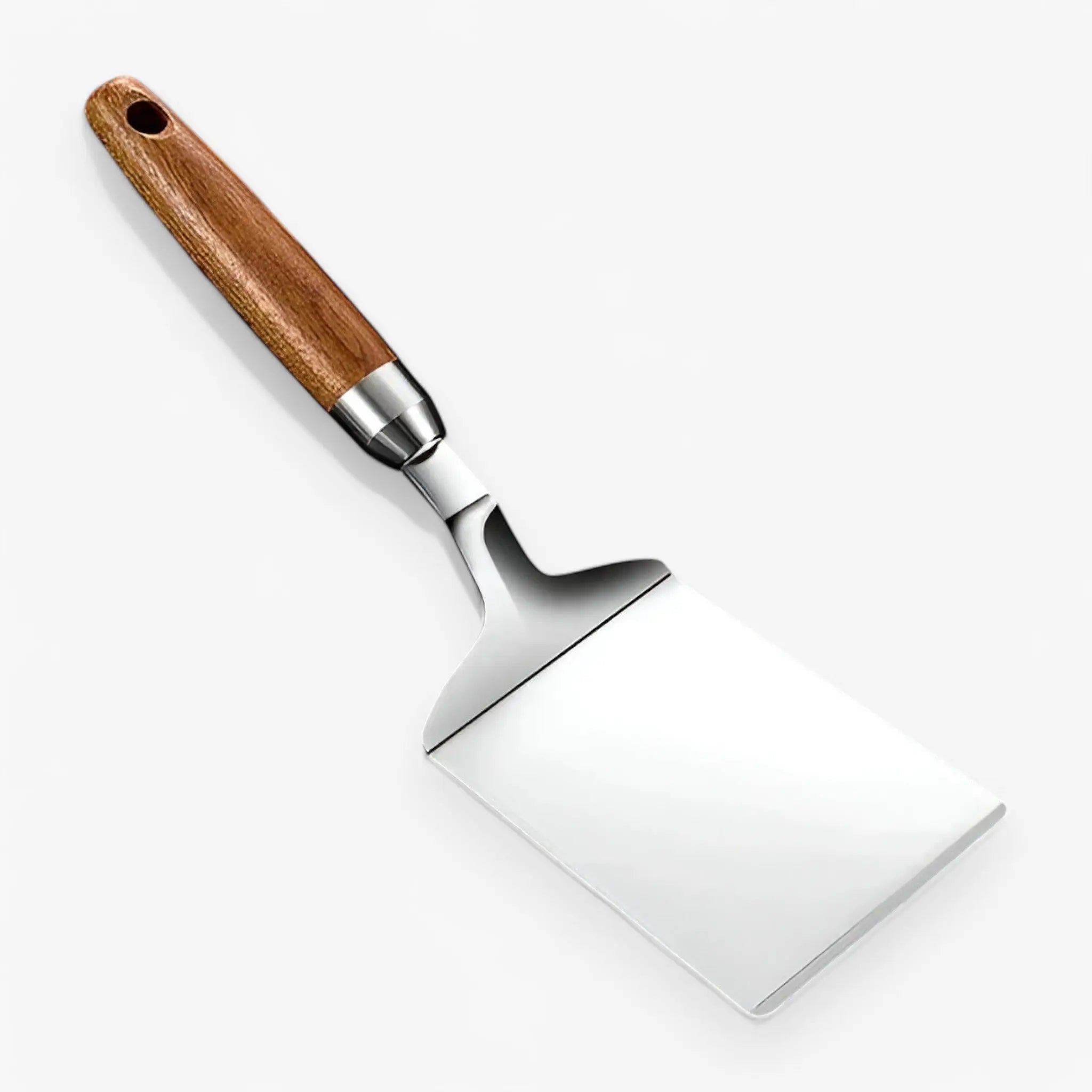 Square Spatula Thin Sharp Edge Stainless Steel Wooden Handle
