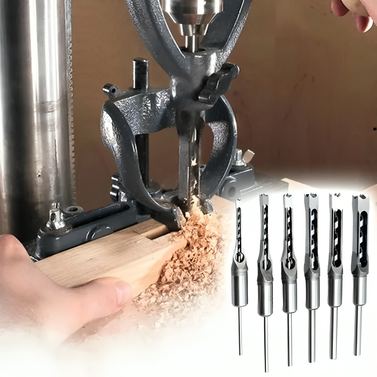 Square Tenon Drill Bit Set CNC-Milled Carbon Steel 4-Piece