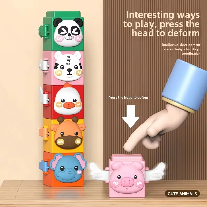 Stacking Toy Colorful Animal Figures Non-Toxic