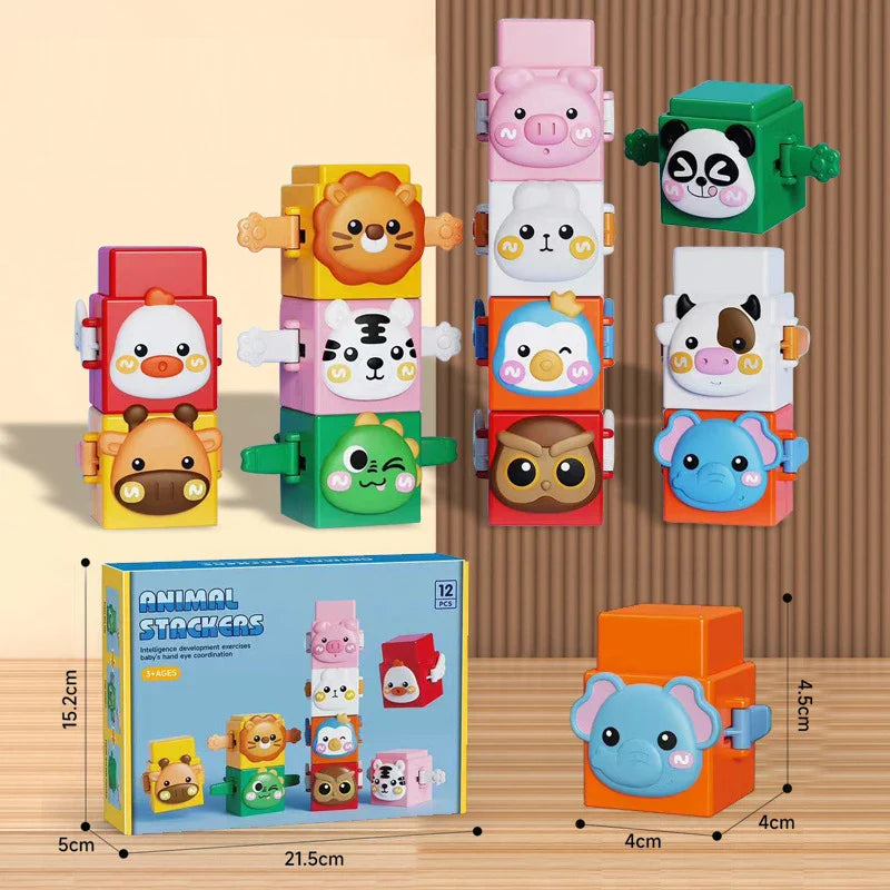 Stacking Toy Colorful Animal Figures Non-Toxic