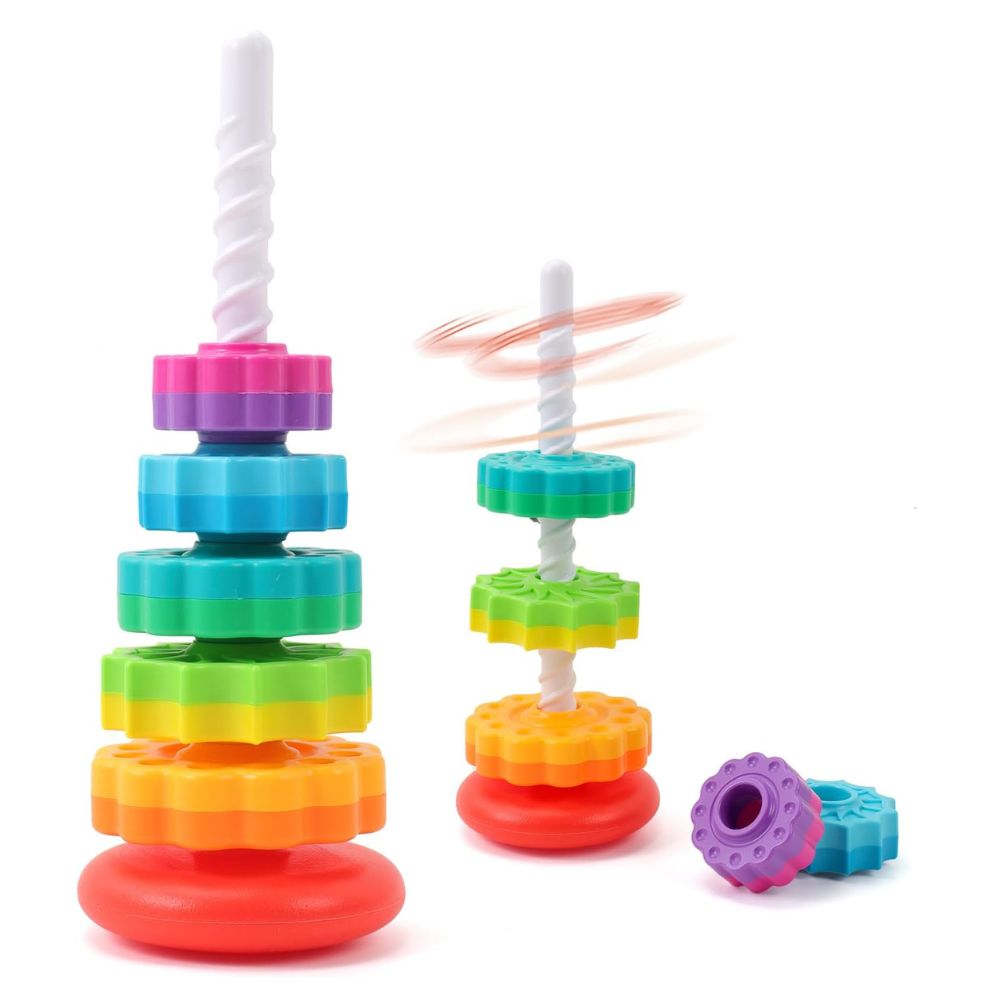 Stacking Toy Spiral Tower Multicolor Durable Plastic