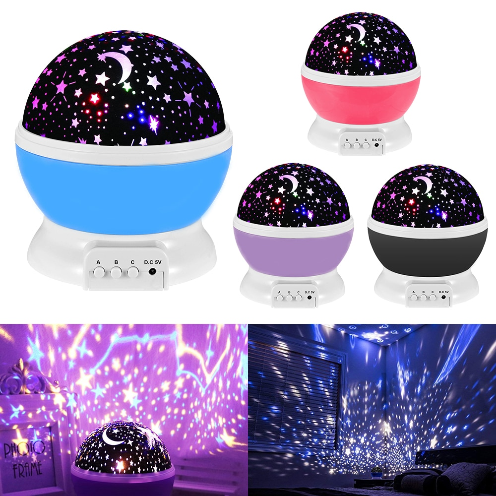 Star Projector Cordless LED Rotating Moon & Stars