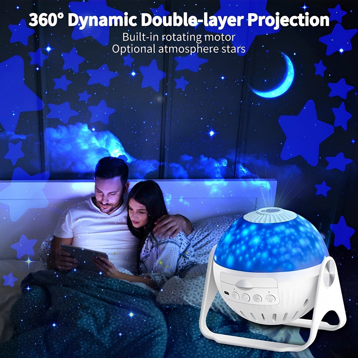 Star Projector Rotating USB Rechargeable Adjustable Focus