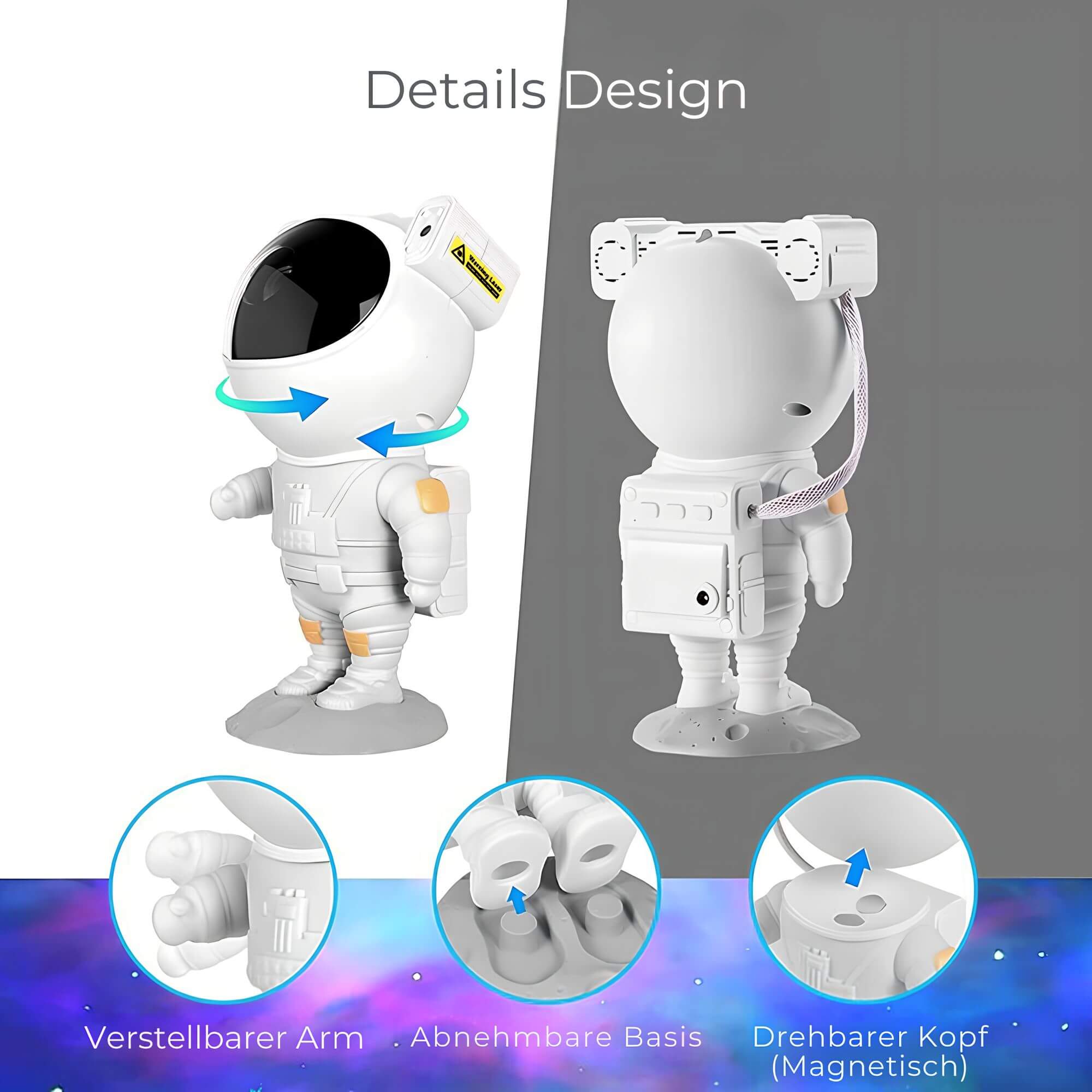Starry Sky Projector Astronaut Design Remote Control Rotating Head