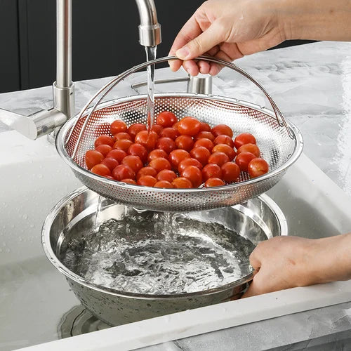 Steamer Basket Stainless Steel Ergonomic Handle & Fine Filter