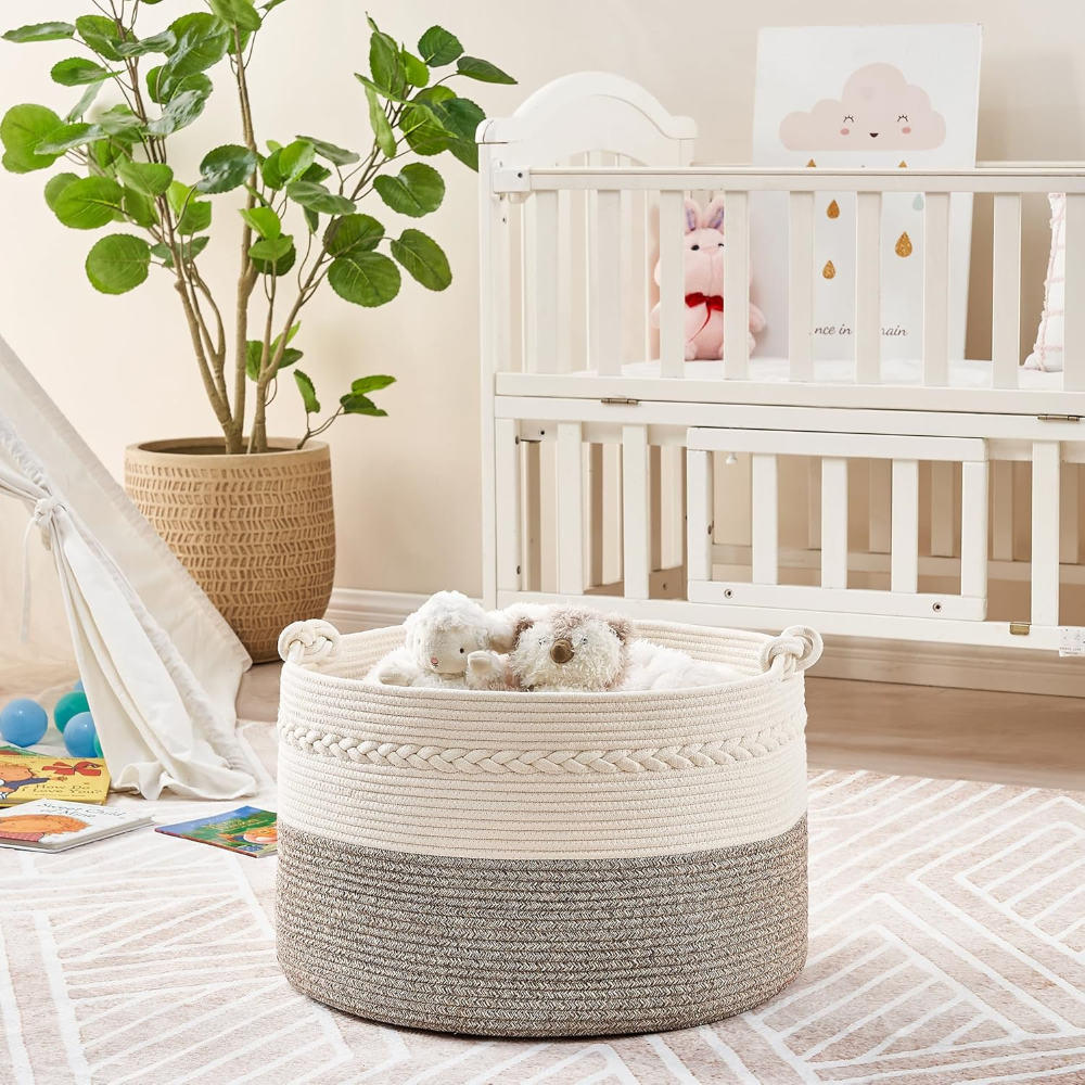 Storage Basket Large Cotton Rope Handles