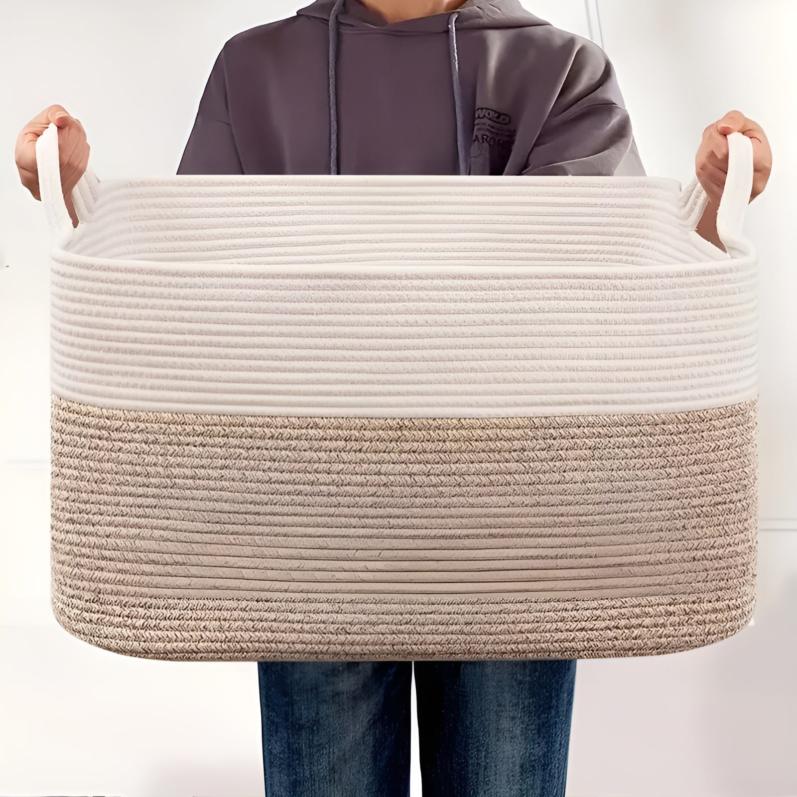 Storage Basket Large Cotton Rope Sturdy Handles