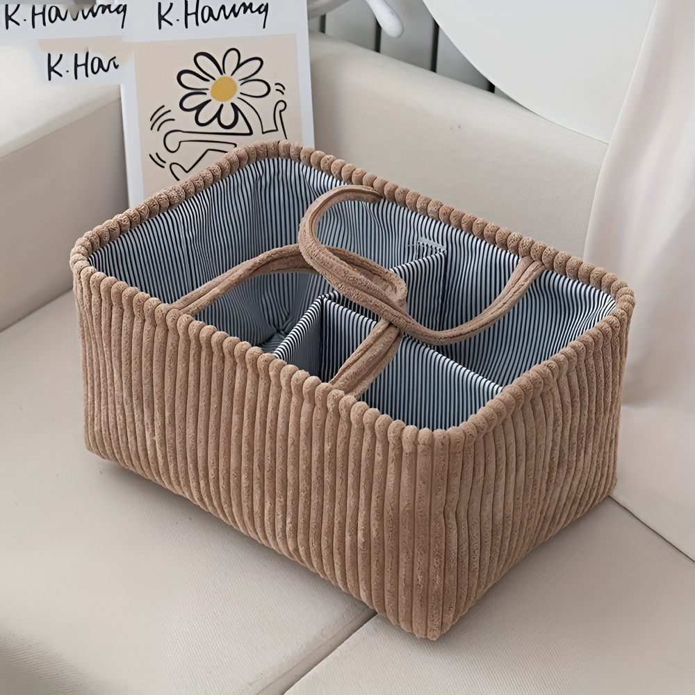 Storage Basket Polyester Multiple Compartments & Sturdy Handles